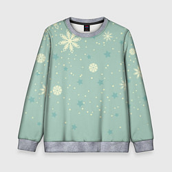 Детский свитшот Снежинки и звезды на матно зеленем
