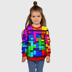 Свитшот детский Радужный кубизм, цвет: 3D-красный — фото 2