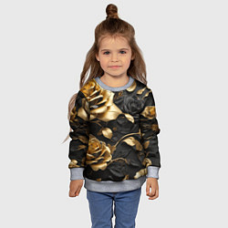 Свитшот детский Металлические розы золотые и черные, цвет: 3D-меланж — фото 2