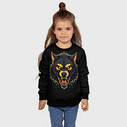 Свитшот детский Волк чёрный хищник, цвет: 3D-черный — фото 2