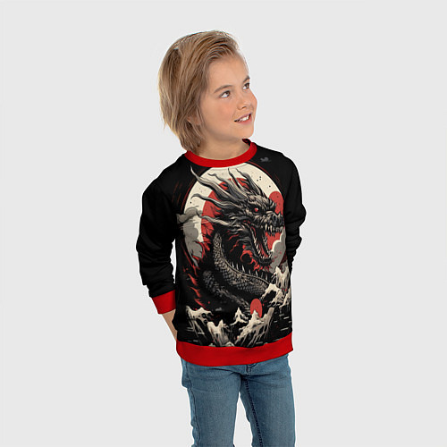 Детский свитшот Дракон вечности символ года / 3D-Красный – фото 3