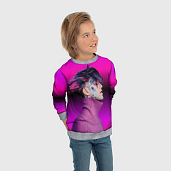 Свитшот детский Lil Peep фиолетовый лук, цвет: 3D-меланж — фото 2