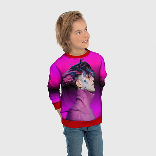 Детский свитшот Lil Peep фиолетовый лук / 3D-Красный – фото 3