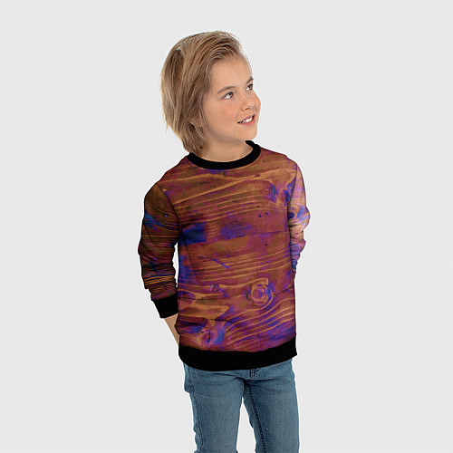 Детский свитшот Деревянная благородная текстура / 3D-Черный – фото 3