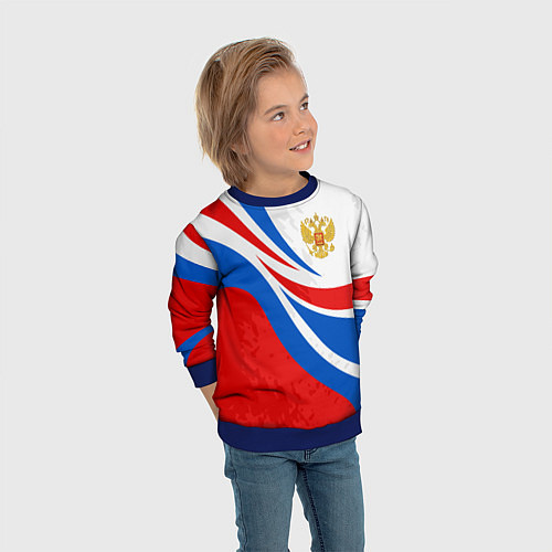 Детский свитшот Россия - спортивная униформа / 3D-Синий – фото 3