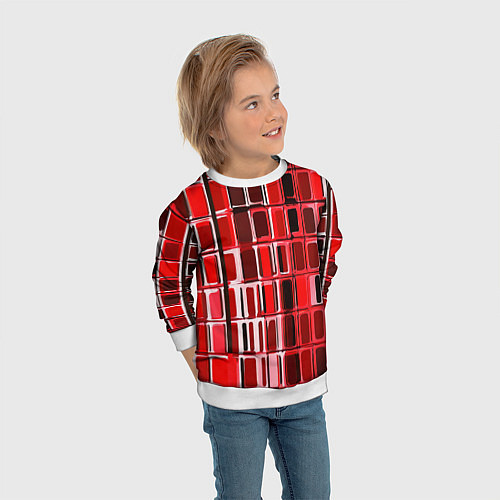 Детский свитшот Красные прямоугольники / 3D-Белый – фото 3