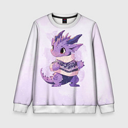 Свитшот детский Милый фиолетовый дракон, цвет: 3D-белый