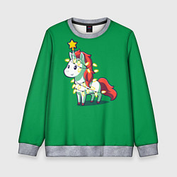 Свитшот детский Новогодний единорог, цвет: 3D-меланж