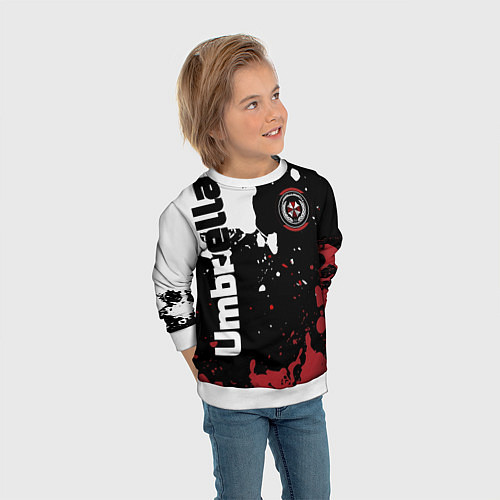 Детский свитшот Umbrella Security на спортивном красно бело чёрном / 3D-Белый – фото 3