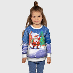 Свитшот детский Дед Мороз с мешком и елкой, цвет: 3D-белый — фото 2