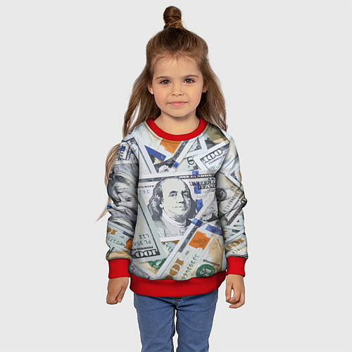 Детский свитшот Сто зеленых / 3D-Красный – фото 4