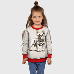 Свитшот детский Французский бульдог в очках и рубашке, цвет: 3D-красный — фото 2