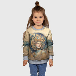 Свитшот детский Ретро иллюстрация богини, цвет: 3D-меланж — фото 2