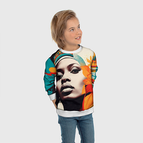Детский свитшот Африканская девушка с дредами / 3D-Белый – фото 3