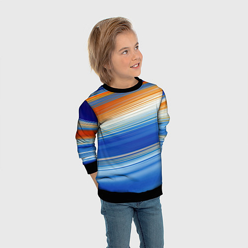 Детский свитшот Оранжевые и синий градиент / 3D-Черный – фото 3