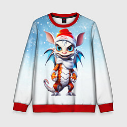 Свитшот детский Забавный новогодний дракончик, цвет: 3D-красный