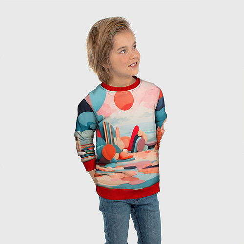 Детский свитшот Геометрия природы / 3D-Красный – фото 3