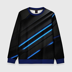 Детский свитшот Синие неоновые линии на черном