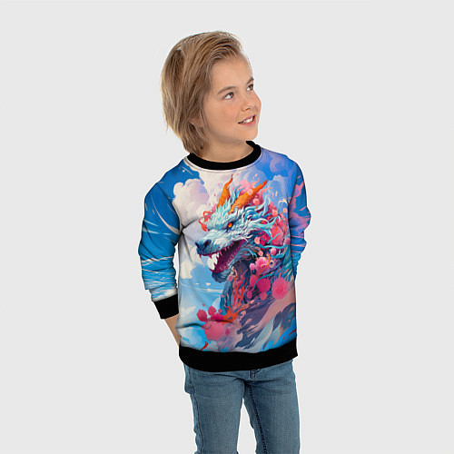 Детский свитшот Небесный дракон / 3D-Черный – фото 3