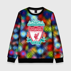 Свитшот детский Liverpool все logo неон, цвет: 3D-черный