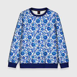 Свитшот детский Гжель классика, цвет: 3D-синий