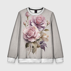 Детский свитшот Нежные розовые розы на стене