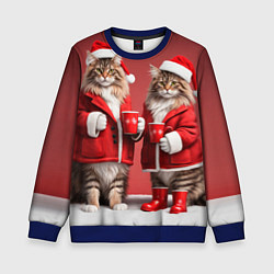 Детский свитшот С новым котом - два кота в костюмах Санты