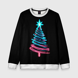 Свитшот детский Неоновая ёлка, цвет: 3D-белый