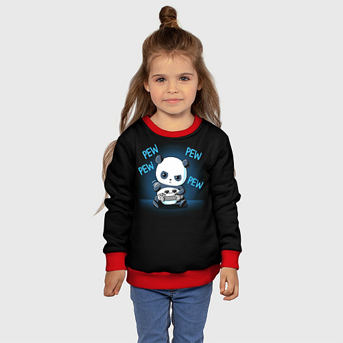Детский свитшот Panda gamer / 3D-Красный – фото 4