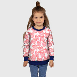 Свитшот детский Узор с розовыми бантами в горошек, цвет: 3D-синий — фото 2