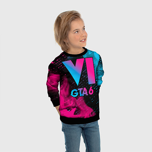 Детский свитшот GTA 6 - neon gradient / 3D-Черный – фото 3