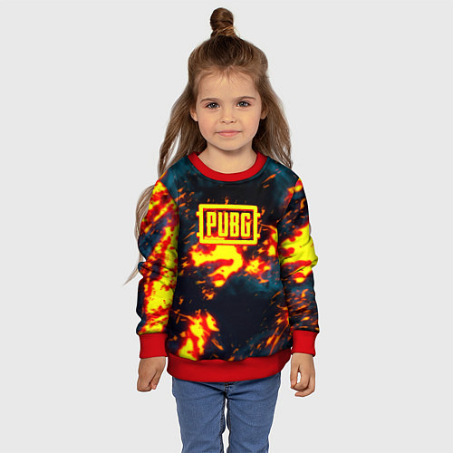 Детский свитшот PUBG огненое лого / 3D-Красный – фото 4