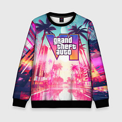 Свитшот детский Gta 6 logo vice city style, цвет: 3D-черный