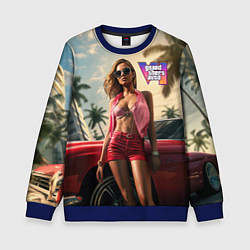 Свитшот детский Девушка GTA 6, цвет: 3D-синий