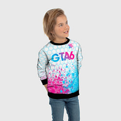 Свитшот детский GTA6 neon gradient style посередине, цвет: 3D-черный — фото 2