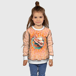 Свитшот детский Китайский дракон в розовых цветах, цвет: 3D-белый — фото 2