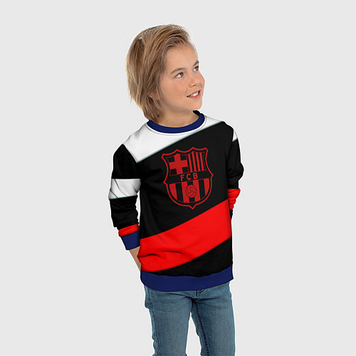 Детский свитшот Barcelona stripes sport / 3D-Синий – фото 3