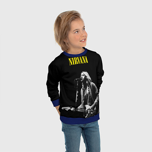 Детский свитшот Группа Nirvana Курт Кобейн / 3D-Синий – фото 3