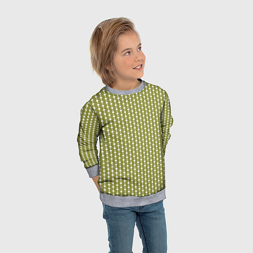 Детский свитшот Тёмный оливковый кружочки / 3D-Меланж – фото 3