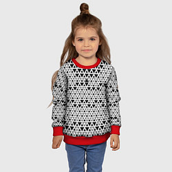 Свитшот детский Треугольники чёрные и белые, цвет: 3D-красный — фото 2