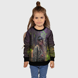 Свитшот детский Девушка в ядовитых тонах, цвет: 3D-черный — фото 2