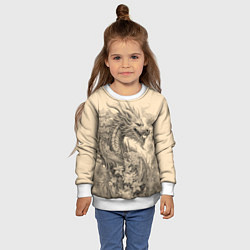 Свитшот детский Дракон поднимается из цветов, цвет: 3D-белый — фото 2