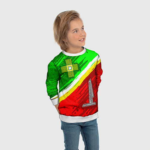 Детский свитшот Флаг Зеленограадского АО / 3D-Белый – фото 3