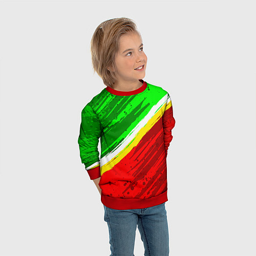 Детский свитшот Расцветка Зеленоградского флага / 3D-Красный – фото 3