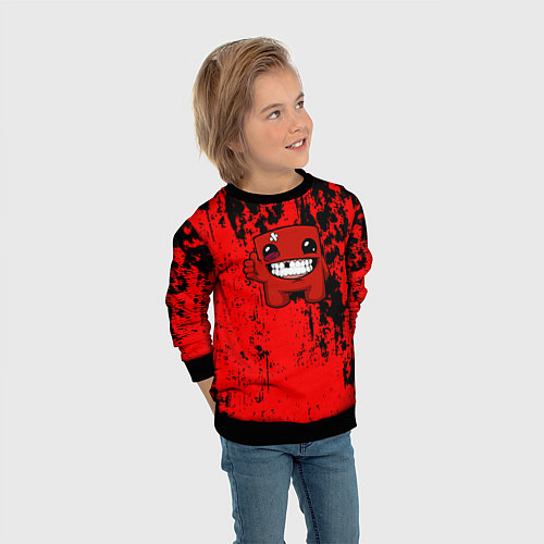 Детский свитшот Super Meat Boy краски / 3D-Черный – фото 3