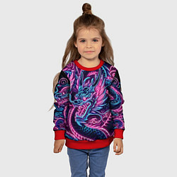 Свитшот детский Neon Japanese dragon - irezumi, цвет: 3D-красный — фото 2
