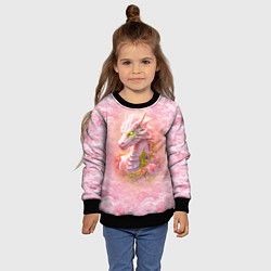Свитшот детский Розовый дракон с цветами сакуры, цвет: 3D-черный — фото 2