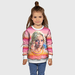 Свитшот детский Энид Синклер - арт и текстура розового свитера, цвет: 3D-белый — фото 2