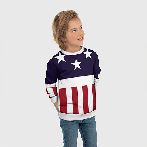 Детский свитшот Флаг Америки / 3D-Белый – фото 3