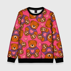 Детский свитшот Мишки игрушки в розовых свитерах и сердечки